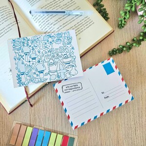 A6 Scribble Correspondence Blue – Postcard for friends and family and fun events, greetings or congratulations