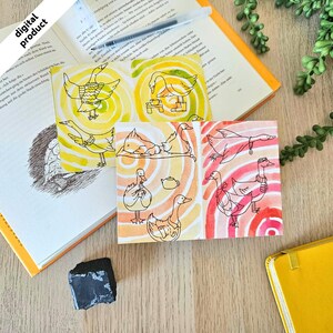 A6 Silly Geese Correspondence Orange/Pink – Postcard for friends and family and fun events, greetings or congratulations