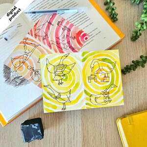 A6 Correspondencia de gansos tontos Amarillo/Verde – Postal para amigos y familiares y eventos divertidos, saludos o felicitaciones