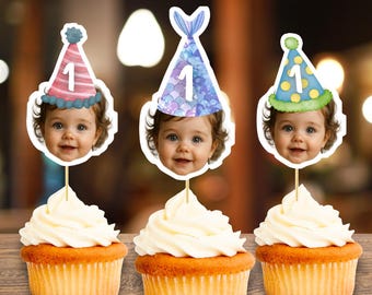 Adornos personalizados para cupcakes con forma de sombrero de cumpleaños: más de 20 diseños