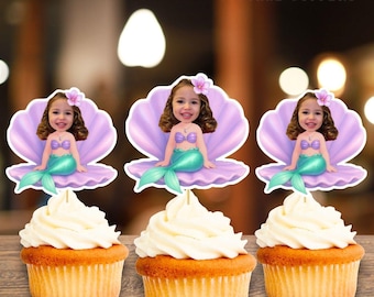 Gepersonaliseerde zeemeermin-cupcaketoppers