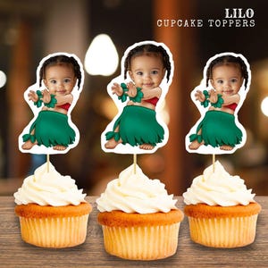 Personalized Lilo Cupcake Topper | Hawaiian Birthday Party Decor | Custom Digital File