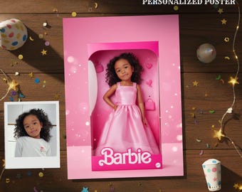 Personalisiertes Barbie Poster, Benutzerdefiniertes Barbie Stil Porträt vom Foto, Digital Download Wandkunst