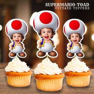 Super Mario Birthday Cupcake Toppers: Personalized Gamer Party Decor (Digital Download)