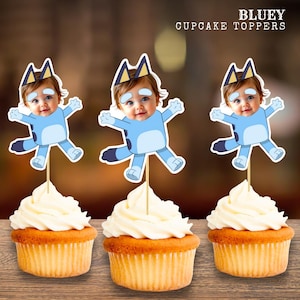 Bluey Geburtstag Cupcake Topper | Benutzerdefinierte Kinder Party Dekor | Personalisierte Digitale Datei