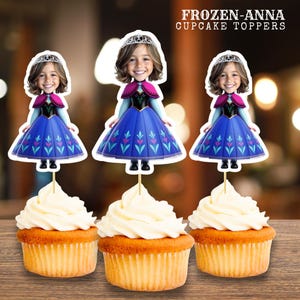 Personalized Frozen Anna Cupcake Toppers – Custom Digital Party Decor for Girls Birthday – Printable PDF