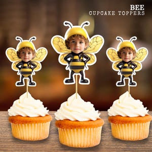 Bee Birthday Cupcake Topper | Custom Bumblebee Party Decor | Personalized Digital File
