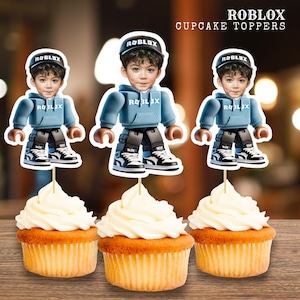 Personalized Roblox Cupcake Toppers – Custom Gamer Party Decor for Boys Birthday – Printable Digital Download