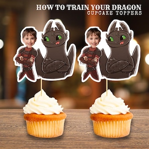 Toothless Cupcake Toppers: How to Train Your Dragon Birthday (Editable Printable PDF File)