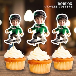 Personalized Roblox Cupcake Toppers – Custom Gamer Party Decor for Boys Birthday – Printable Digital Download