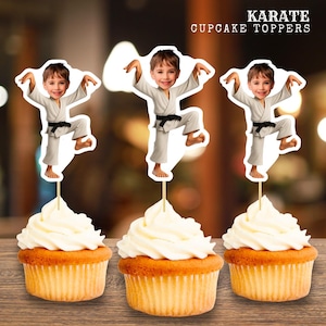 Karate Cupcake Topper - Martial Arts Birthday Party Decor - Editable Printable Favor for Kids