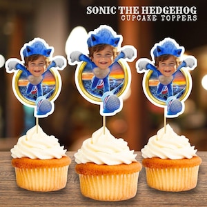 Personalized Sonic Birthday Cupcake Topper | Sonic The Hedgehog Party Decoration | Custom Digital File