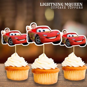 Personalized Cars Birthday Cupcake Topper | Lightning McQueen Party Decor | Custom Digital File