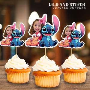 Personalized Lilo and Stitch Cupcake Toppers: Hawaiian Birthday Party Decor (PDF File)