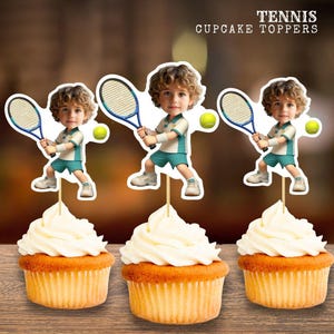 Tennis Birthday Cupcake Topper | Custom Sports Party Decor for Boys | Personalized Digital File