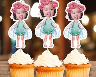 Magical Fairy Personalized Face Cupcake Toppers, Birthday Party Decor