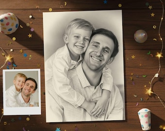 Maßgeschneiderte Bleistift-Skizze Portrait vom Foto, handgezeichnete Wandkunst (Digitaler Download)