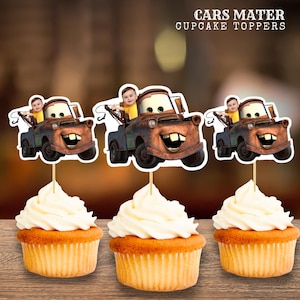 Personalized Mater Cupcake Topper | Cars Movie Birthday Party Decor | Custom Digital Download
