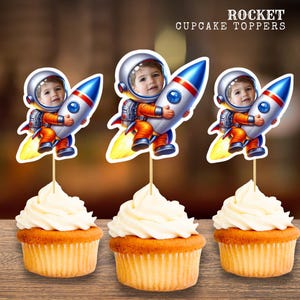 Personalized Astronaut Cupcake Topper: Space Birthday Party Decoration (PDF Download)