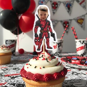Deadpool Personalized Birthday Face Cupcake Toppers image 2