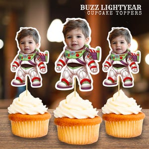 Buzz Lightyear Cupcake Topper - Toy Story Birthday Decor - Editable Printable Party Favor for Boys