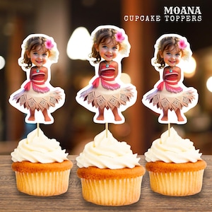 Personalized Moana Birthday Cupcake Toppers: Island Girl Party Decor (Digital Download)