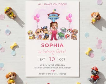 Hero Puppy Birthday Invitation Template, Kids Party, Personalized Bday