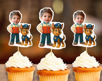 Custom Police Dog Birthday Cupcake Topper | Personalized Printable