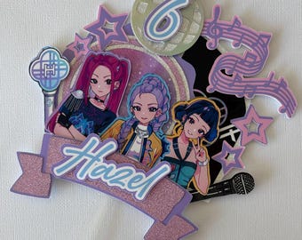 K-pop Demon Hunters Huntrix custom cardstock cake topper