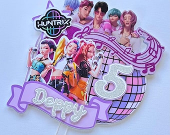 K-pop Demon Hunters custom cardstock cake topper