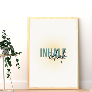 Inhale Exhale Poster, Breathwork, Spiritual Home Decor, Mindful Calming Wall Art, Yoga Studio Decor, Self Care Poster, Meditation Room, Sun