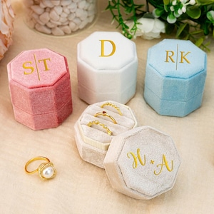 Custom Wedding Ring Box,Personalized Velvet Ring Box,Monogram Ring Bearer,Ring Box for Wedding Ceremony,Engraved Wedding Vows,Wedding Gift
