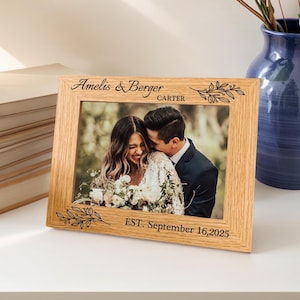 Gegraveerde fotolijst, gepersonaliseerde bruiloftlijst, verlovingscadeau fotolijst, aangepaste fotolijsten, decor huwelijkscadeau, cadeau voor stel, cadeau voor stel