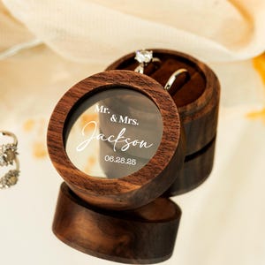 Personalized Wooden Ring Box,With Clear Acrylic Cover,Anniversary Gift For Her,Custom Wedding Engagement Proposal Ring Holder,Wedding Gifts