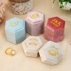 Hochzeit Ring Box, Drei Schlitze Personalisierte Samt Ring Box, Verlobung Ring Box, Verlobung Geschenk, Vorschlag Ring Box, Jubiläumsgeschenke