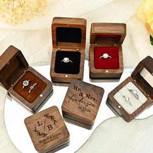 Engraved Wood Ring Bearer Box for Wedding Ceremony,Personalized Engraving Wooden Ring Box,Ring Bearer Box,Anniversary Gift,Engrave Ring Box