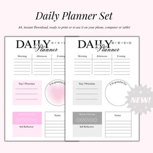 Daily Planner Bundle, Minimalist Printable Weekly Organizer, Digital Download for Personal Use, A4