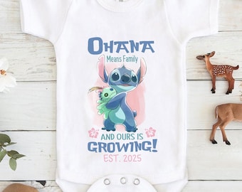 Stitch Ohana Means Family Baby Bodysuit and Kids T-Shirt, Stitch Baby Bodysuit, Baby Showers Gift, Stitch Infant Bodysuit, Stitch Kid Tshirt