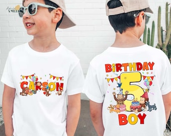 Personalized Curious George Birthday Shirt, Curious George Birthday T-shirt, Custom Birthday Boy Shirt, Family Birthday Shirt