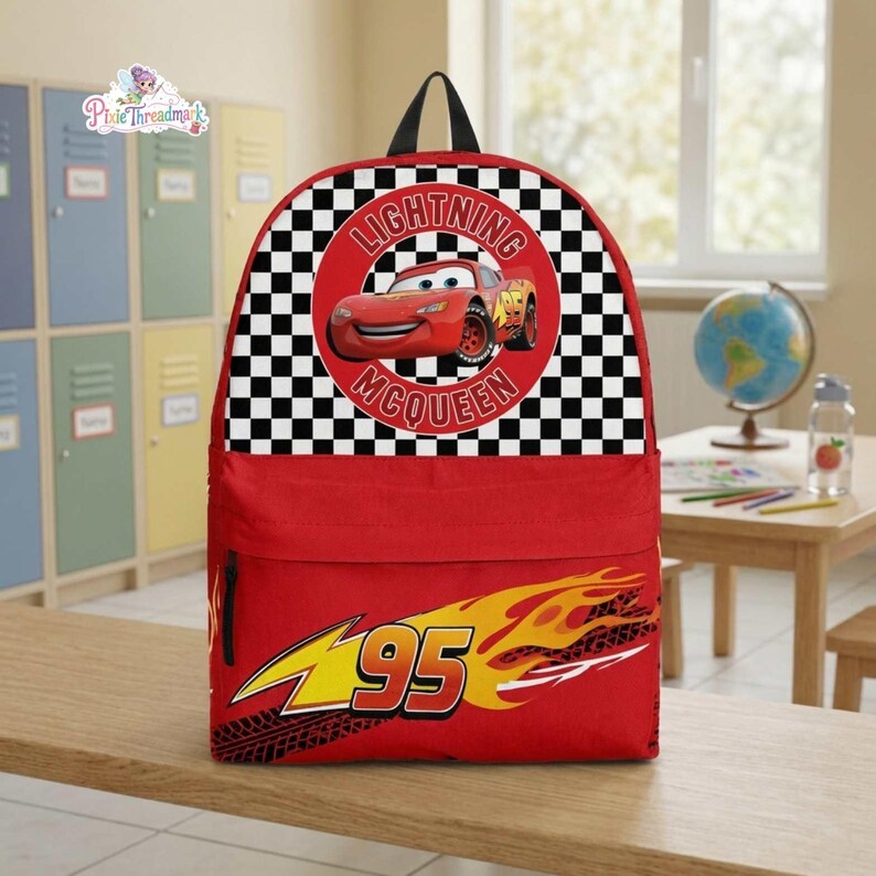 Lightning McQueen Cars Backpack, DisneyCars Backpack, Back to School Bag, Disneyland Pixar Cartoon Bag, Kids Backpack image 3