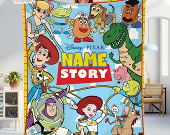 Personalized Toy Story Blanket | Disneyland Toy Story Fleece Blanket | Woody Buzz Lightyear Blanket | Birthday Gift | Custom Name Blanket