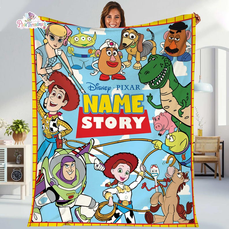 Personalized Toy Story Blanket | Disneyland Toy Story Fleece Blanket | Woody Buzz Lightyear Blanket | Birthday Gift | Custom Name Blanket image 1
