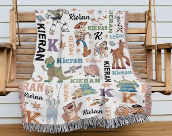 Personalized Toy Story Blanket | Disneyland Toy Story Woven Blanket | Woody Buzz Lightyear Blanket | Birthday Gift | Custom Name Blanket
