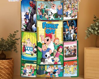 Family Guy Fleece Blanket, Girl Boy Blankets Throw Personalized Blanket Gifts, Home Decor, Throw Blanket for Bed Couch Sofa