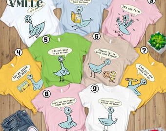 Pigeon Teachers Group Costume Shirt, Halloween Teacher Cosplay Costume Tees, Funny Children Book Characters Costume,Book Lover Squad Costume