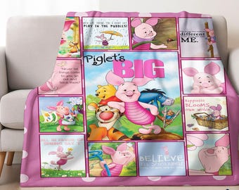 Winnie The Pooh Piglet Fleece Blanket, Piglet Blanket, Winnie Pooh Piglet Blanket, Piglet Birthday Gifts Christmas Gifts