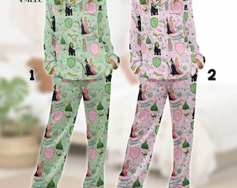 Pijama personalizado de Wicked Change For Good, pijamas para mujer de Elphaba y Glinda, regalos de Wicked para mejores amigas, pijama musical de Wicked para ella.