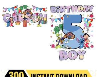 Custom Name Stitch Png, Personalized Stitch Birthday png, Lilo and Stitch, Custom Birthday Boy Name and Age, Disneyland Family Matching Png