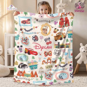 Personalized Coquette Bows Cars Blanket, Lightning McQueen Blanket, Cars Blanket, Baby Boy Blanket image 3