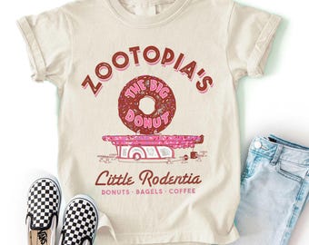 Zootopia The Big Donut Coffee Shop Comfort Colors T-shirt, Cute Shirt, World, 2025 Family Matching,Zootopia 2 Disney Tee Shirt,